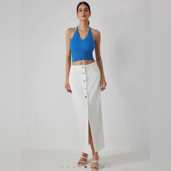 CIDER Knit halter crop cami top - Picture 3 of 6